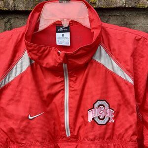 Nike Ohio State Buckeyes Storm Fit Jacket Men M Red Pullover 1/4 Zip Windbreaker